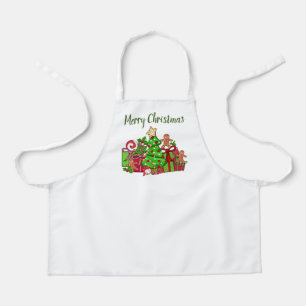 Merry Christmas Gifts Around The Tree Apron