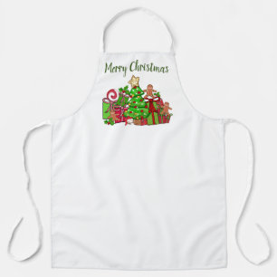 Merry Christmas Gifts Around The Tree Apron