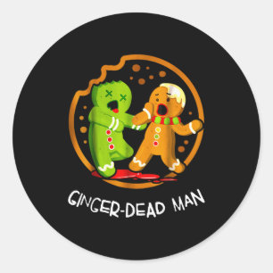 Merry Christmas Ginger-dead Man Cookie Zombie Xmas Classic Round Sticker