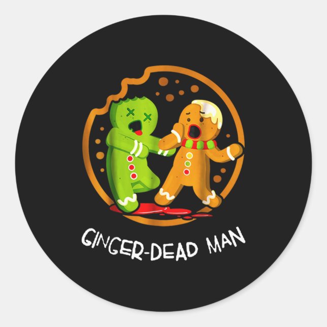 Merry Christmas Ginger-dead Man Cookie Zombie Xmas Classic Round Sticker (Front)