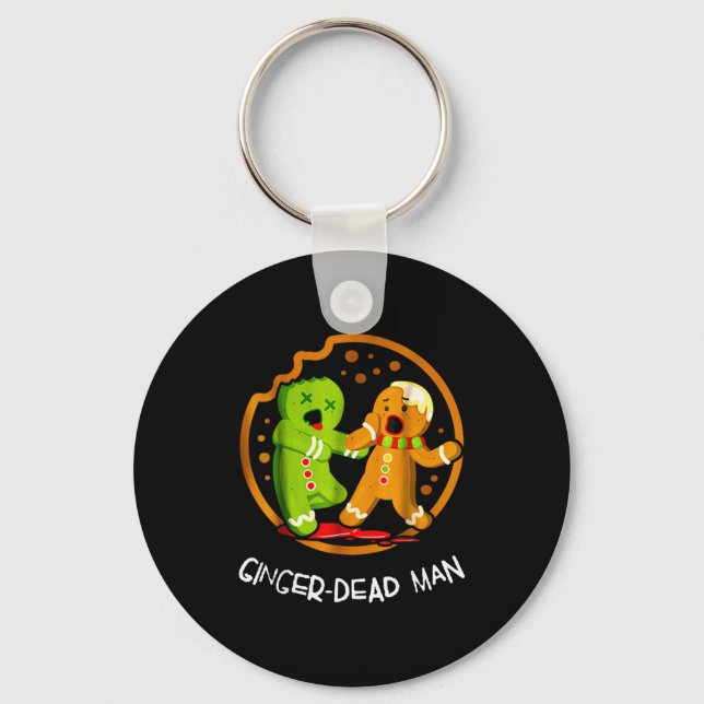 Merry Christmas Ginger-dead Man Cookie Zombie Xmas Key Ring (Front)