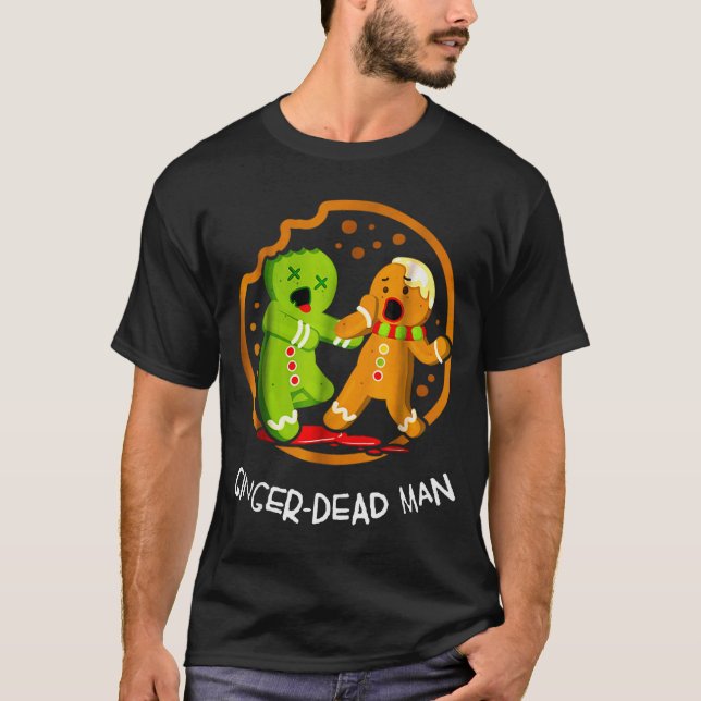 Merry Christmas Ginger-dead Man Cookie Zombie Xmas T-Shirt (Front)