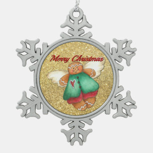 Merry Christmas Gingerbread Angel Ornament