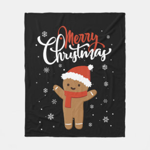 Merry christmas gingerbread christmas cookie fleece blanket