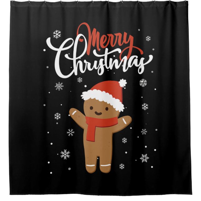 Merry christmas gingerbread | christmas cookie shower curtain (Front)