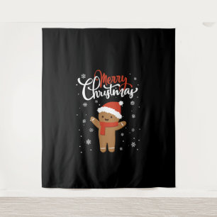 Merry christmas gingerbread christmas cookie tapestry