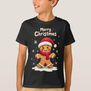 Merry Christmas Gingerbread Cookie Baking Girls Fu T-Shirt