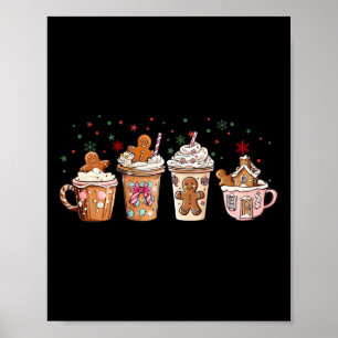 Merry Christmas Gingerbread Cookie Coffee Cups Lat Poster
