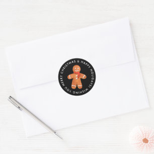 Merry Christmas Gingerbread Cookie Custom Classic Round Sticker