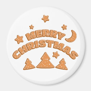 Merry Christmas gingerbread cookie font Magnet
