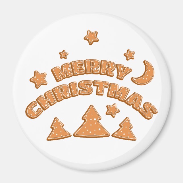 Merry Christmas gingerbread cookie font Magnet (Front)