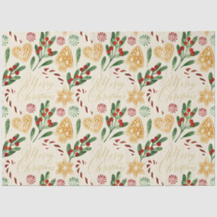 Merry Christmas Gingerbread Cookies Lettering Tissue Paper