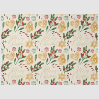 Merry Christmas Gingerbread Cookies Lettering Tissue Paper