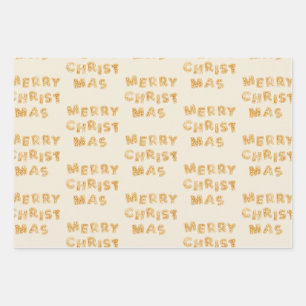 Merry Christmas Gingerbread Cookies Lettering Wrapping Paper Sheet