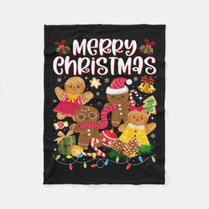 Merry Christmas Gingerbread Cookies Men Women Fleece Blanket