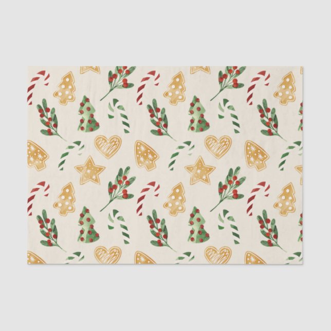 Merry Christmas Gingerbread Cookies, Mistletoe, Pi Tissue Paper (Front)