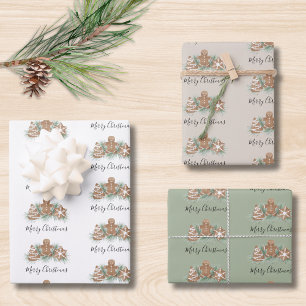 Merry Christmas Gingerbread Cookies  Wrapping Paper Sheet