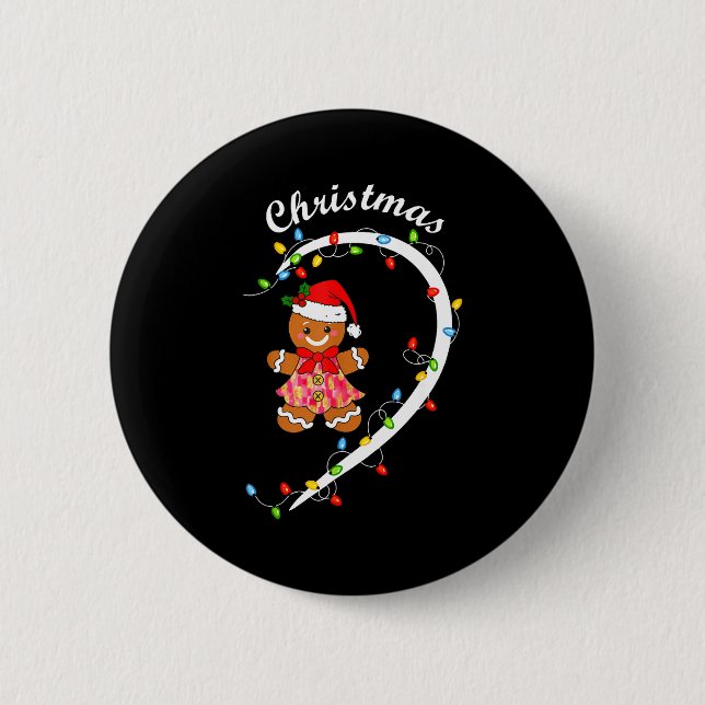 Merry Christmas Gingerbread Couple Christmas Pajam 6 Cm Round Badge (Front)