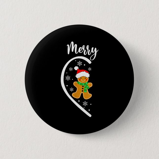 Merry Christmas Gingerbread Couple Christmas Pajam 6 Cm Round Badge (Front)