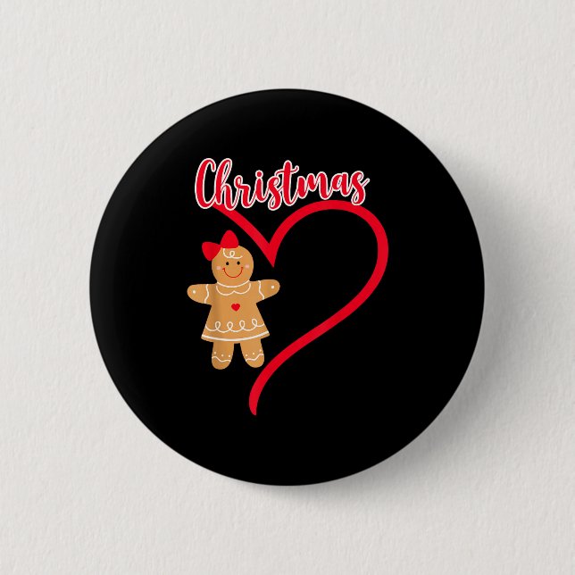 Merry Christmas Gingerbread Couple Christmas Pajam 6 Cm Round Badge (Front)