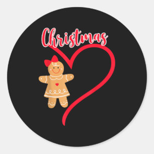 Merry Christmas Gingerbread Couple Christmas Pajam Classic Round Sticker