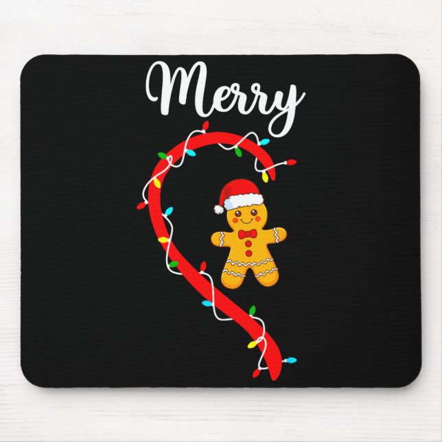 Merry Christmas Gingerbread Couple Xmas Pajamas Ma Mouse Mat (Front)