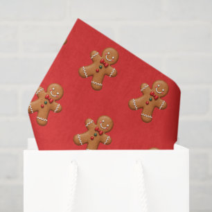 Merry Christmas Gingerbread Cute Red Holiday Gift  Tissue Paper