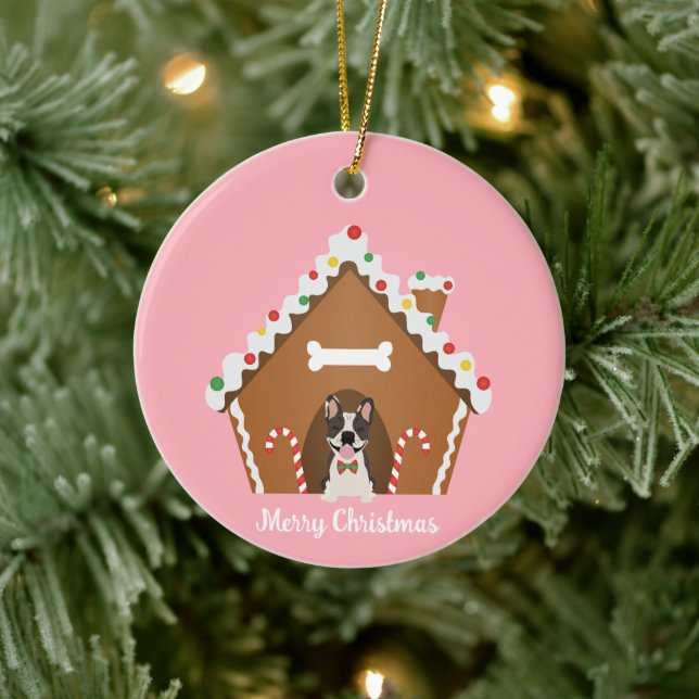 Merry Christmas Gingerbread Dog House Ceramic Tree Decoration (Tree)