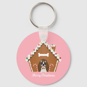Merry Christmas Gingerbread Dog House Key Ring