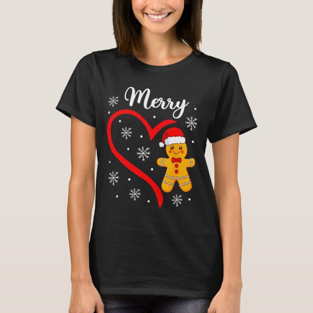 Merry Christmas Gingerbread Family Couples Xmas Pa T-Shirt (Front)