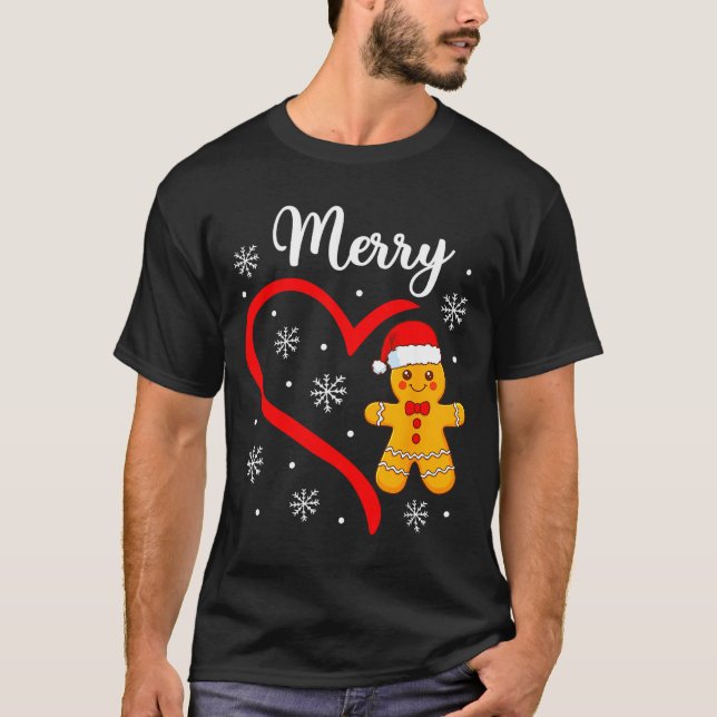 Merry Christmas Gingerbread Family Couples Xmas Pa T-Shirt (Front)