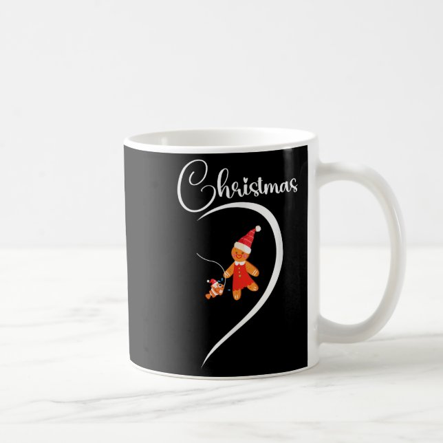 Merry Christmas Gingerbread Fishing Lover Couple C Coffee Mug (Right)