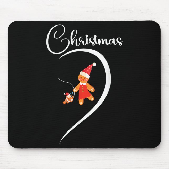 Merry Christmas Gingerbread Fishing Lover Couple C Mouse Mat (Front)