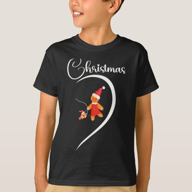 Merry Christmas Gingerbread Fishing Lover Couple C T-Shirt (Front)