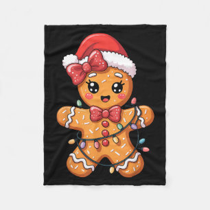 Merry Christmas Gingerbread Fleece Blanket