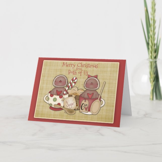 Merry Christmas Gingerbread Greeting, Both of Us Holiday Card (Front)