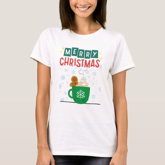 Merry Christmas Gingerbread Holiday Tee (Front)