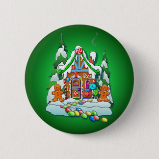 MERRY CHRISTMAS GINGERBREAD HOUSE by SHARON SHARPE 6 Cm Round Badge