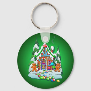 MERRY CHRISTMAS GINGERBREAD HOUSE by SHARON SHARPE Key Ring