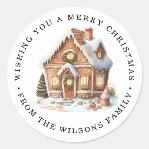 merry christmas Gingerbread house classic Classic Round Sticker