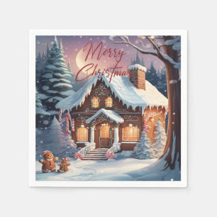 Merry Christmas Gingerbread House Holiday Party  Napkin