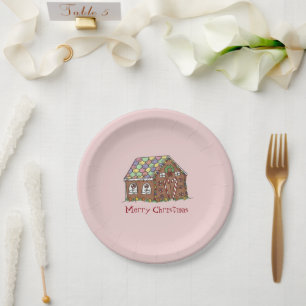 Merry Christmas Gingerbread House Holiday Party Paper Plate