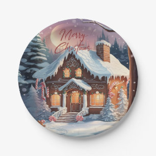 Merry Christmas Gingerbread House Holiday Party  Paper Plate