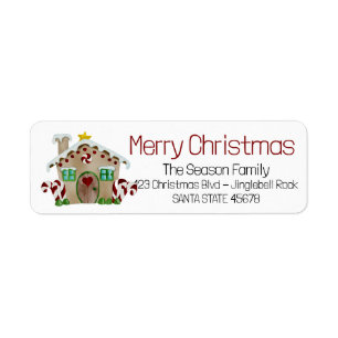 Merry Christmas Gingerbread house Label