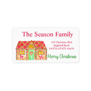 Merry Christmas Gingerbread house Label