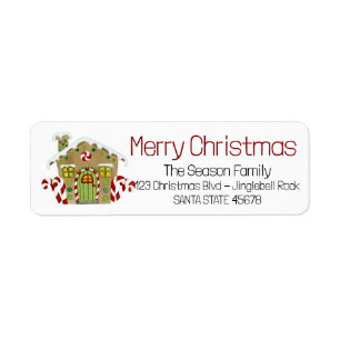 Merry Christmas Gingerbread house Label