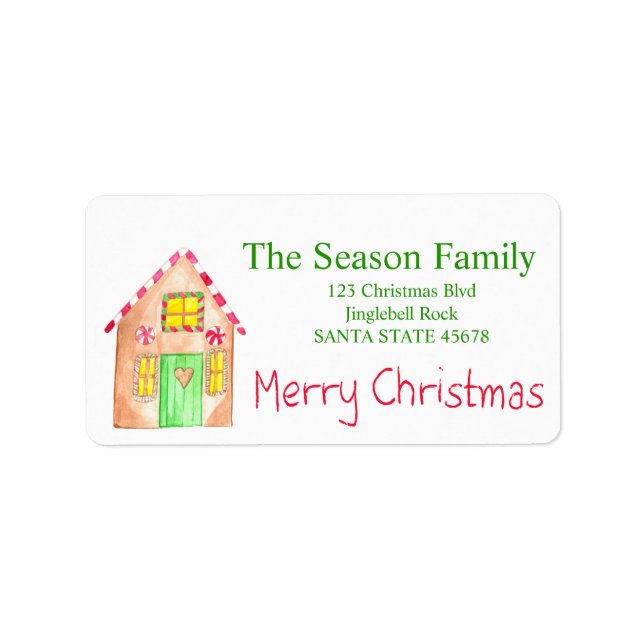 Merry Christmas Gingerbread house Label (Front)