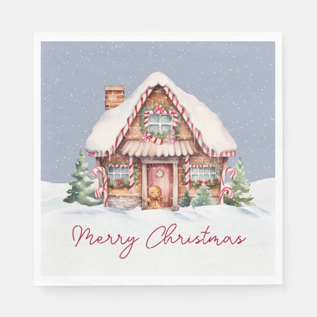 Merry Christmas Gingerbread House Napkin (Front)