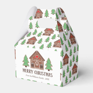 Merry Christmas Gingerbread House & Spruce Trees Favour Box