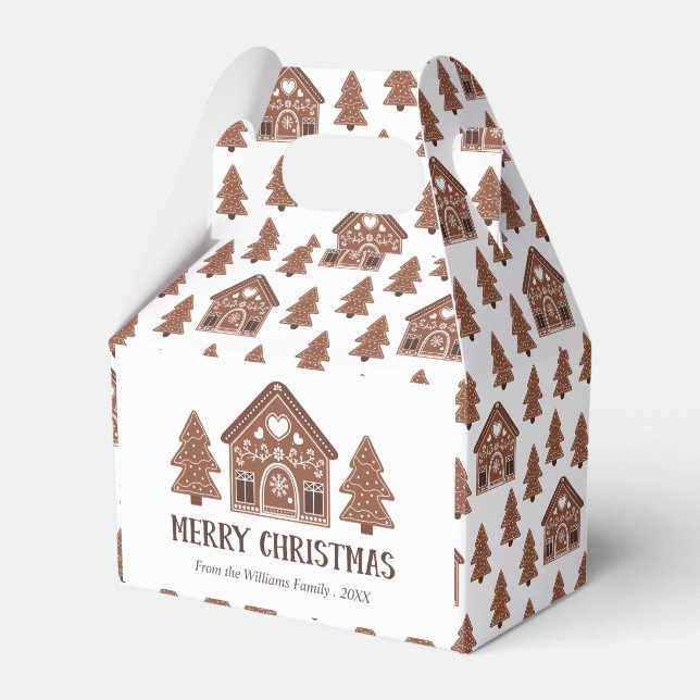Merry Christmas Gingerbread House & Trees Favour Box (Front Side)
